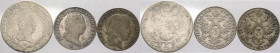 Austria - Francesco II (1792-1835) e Ferdinando I (1835-1848) - lotto di 3 monete di cui 2 da 3 kreutzer e una da 5 kreutzer anni vari - Ag
mediament...