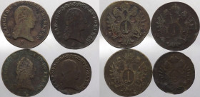 Austria - Francesco II (1792-1835) - lotto di 4 monete di cui 3 da 1 kreutzer e 1 da 1/2 kreutzer 1800
mediamente BB

Spedizione solo in Italia / S...