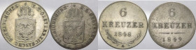 Austria - Ferdinando I (1835-1848) e Francesco Giuseppe I (1848-1916) - lotto di 2 monete da 6 kreutzer 1848 e 1849 - Mi
mediamente mBB

Spedizione...