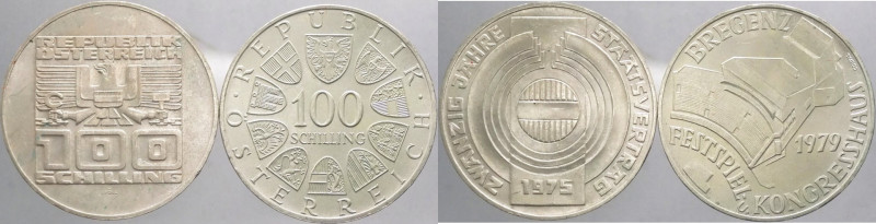 Austria - repubblica (dal 1955) - lotto di 2 pezzi da 100 scellini 1975-1979 
F...
