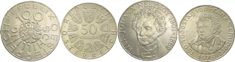 Austria - repubblica (dal 1955) - lotto di 2 pezzi da 100 scellini 1976 e 50 sce...