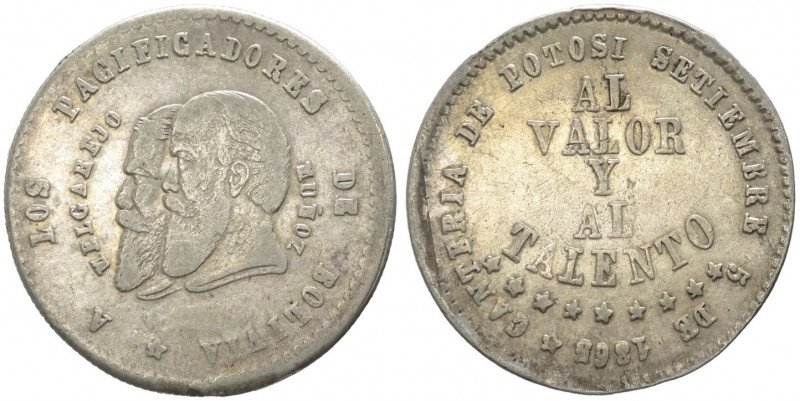 Bolivia - Repubblica (dal 1825) - 1/2 Melgarejo 1865 - KM# 145.1 - Ag
qBB

Sp...