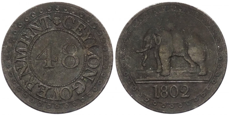 Ceylon (Sri Lanka) - Giorgio III (1760-1820) - 1/48 di rixdollar 1802 - KM# 75 -...