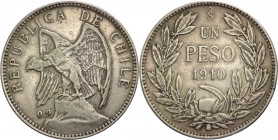 Cile - repubblica (dal 1818) - 1 peso 1910 - KM# 152.3 - Ag 


Spedizione solo in Italia / Shipping only in Italy
