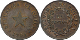 Cile - repubblica (dal 1818) - 1 centesimo 1851- KM# 119 - Ag 
BB

Spedizione solo in Italia / Shipping only in Italy