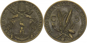 Cità del Vaticano - Pio XII, Pacelli (1939-1958) - 5 centesimi A I (1939) - KM# 22 - Ae
mBB

Spedizione solo in Italia / Shipping only in Italy