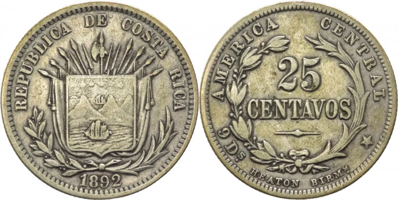 Costa Rica - prima repubblica (1848-1949) - 25 centavos 1892 - KM# 130 - Ag
MB...