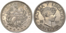 Cuba - peso "Souvenir" 1897 - X#M2, Y#1 - Ag 
SPL

Spedizione solo in Italia / Shipping only in Italy