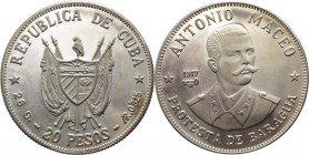 Cuba - seconda repubblica (dal 1959) - 20 pesos 1977 "Antonio Maceo" - KM# 40 - Ag
FS

Spedizione in tutto il Mondo / Worldwide shipping