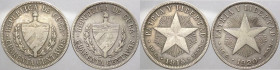 Cuba - prima repubblica (1902-1906, 1909-1959) - lotto di 2 monete da 40 centesimi 1915 e 1920- Ag 
mediamente BB

Spedizione solo in Italia / Ship...