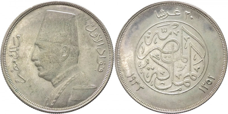 Egitto - Ahmed Fuad I (1922-1936) - 20 qirsh 1352 AH (1933) - KM# 352 - Ag
mSPL...