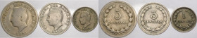 El Salvador - repubblica (dal 1841) - lotto di 3 monete da 1,3 e 5 centesimi (1889, 1915, 1925) - Ni
mediamente BB 

Spedizione solo in Italia / Sh...