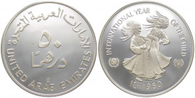 Emirati Arabi Uniti - Zayed bin Sultan Al Nahyan (1971-2004) - 50 dirhams 1980 "Anno Internazionale del Bambino" - KM#7 - Ag 
FS

Spedizione in tut...