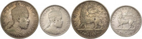 Etiopia - Menelik II (1889-1913) - lotto di 2 monete composto da 1/2 birr e 1/4 di birr - Ag
mediamente BB 

Spedizione solo in Italia / Shipping o...
