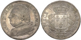 Francia - Luigi XVIII (1814-1824) - 5 franchi 1814 "busto vestito" - zecca di Bayonne - KM#702.1, Gad. 591 - Ag
qSPL

Spedizione solo in Italia / S...
