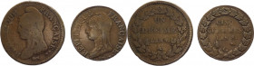 Francia - periodo del Direttorio (1795-1799) e del Consolato (1799-1804) - lotto di 2 monete da 5 centesimi An 8 e 10 centesimi An 7 - Cu 
mediamente...