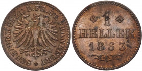 Libera città imperiale di Francoforte - 1 heller 1863 - KM# 356 - Cu
BB

Spedizione solo in Italia / Shipping only in Italy