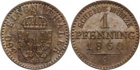 Germania - Prussia - Federico Guglielmo IV (1840-1861) - 1 pfenning 1860 - KM# 451 - Cu
mSPL

Spedizione solo in Italia / Shipping only in Italy