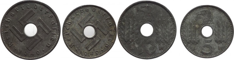 Germania - Terzo Reich (1933-1945) - monetazione militare - 5 e 10 pfennig 1940 ...