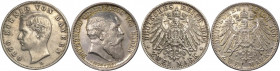 Germania - Baviera e Baden - lotto di 2 monete da 2 marchi (1904,1907) - Ag
mediamente mBB 

Spedizione solo in Italia / Shipping only in Italy