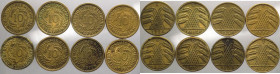 Germania - Repubblica di Weimar (1918-1933) - lotto di 8 monete da 10 centesimi (pfennig), anni vari - Ae
mediamente BB 

Spedizione solo in Italia...