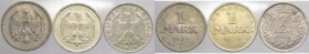 Germania - Repubblica di Weimar (1918-1933) - lotto di 3 monete da 1 marco (1924, 1925) - Ag
mediamente SPL

Spedizione solo in Italia / Shipping o...