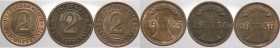 Germania - Repubblica di Weimar (1918-1933) e Terzo Reich (1933-1945) - lotto di 3 monete da 2 centesimi (1925 e 1936) - Cu
mediamente SPL

Spedizi...