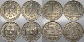 Germania - Terzo Reich (1933-1945) - lotto di 4 monete da 1 marco (1933, 1934, 1936, 1939) - Ni
mediamente SPL

Spedizione solo in Italia / Shippin...