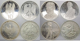 Germania - Repubblica Federale Tedesca (dal 1949) - lotto di 4 monete da 10 marchi (pace di Westfalia, Heine, Melanchthon, motore Diesel) - Ag
FDC
...