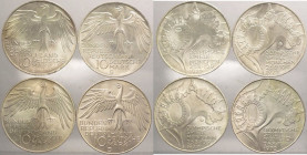 Germania - Repubblica Federale Tedesca (dal 1949) - lotto di 4 monete da 10 marchi commemorativi delle Olimpiadi di Monaco, 1972 - KM# 133 - Ag
FDC
...