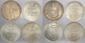 Germania - Repubblica Federale Tedesca (dal 1949) - lotto di 4 monete da 5 marchi commemorativi (Leibnitz, Von Humboldt, Raiffeisen, Gutenberg) - Ag
...
