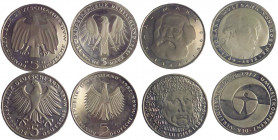Germania - Repubblica Federale Tedesca (dal 1949) - lotto di 4 monete da 5 marchi commemorativi (Conferenza Ambientale, Lutero, Goethe, Marx) - Cu/Ni...