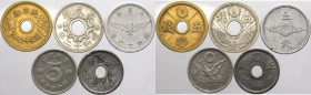 Giappone - Hiroito (1926-1989) - lotto di 5 monete da 5 sen - metalli vari
mediamente mBB 

Spedizione solo in Italia / Shipping only in Italy