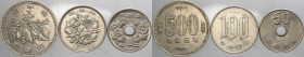Giappone - Hiroito (1926-1989) - lotto di 3 monete da 50, 100 e 500 yen, anni vari - Cu/Ni
mediamente mBB

Spedizione solo in Italia / Shipping onl...