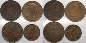 Hong Kong - Vittoria (1837-1901), Edoardo VII (1901-1910), Giorgio V (1910-1936) - lotto di 4 monete di taglio e anni vari - Cu 
mediamente BB 

Sp...