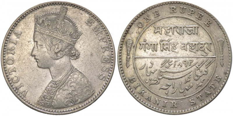 India - Principato di Bikanir - a nome della regina Vittoria - rupia 1892 - KM# ...