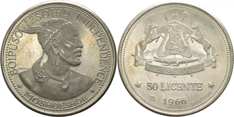 Lesotho - Moshoeshoe II (1966-1990, 1995-1996) - 50 Licente 1966 - KM# 4 - Ag
F...