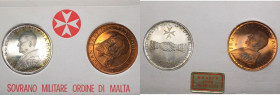 Malta - Ordine di Malta - Angelo de Mojana di Cologna (1962-1988) - dittico 1976 con 2 monete da 9 tarì e 10 grani - Ag,Cu
FDC

Spedizione in tutto...