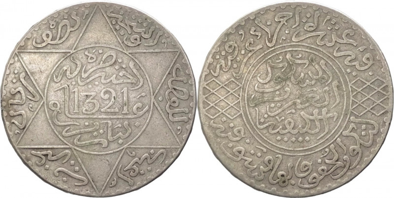 Marocco - Abdelaziz (1894-1908) - 2½ dirhams 1321 AH (1903) - Y# 20 - Ag 
BB
...