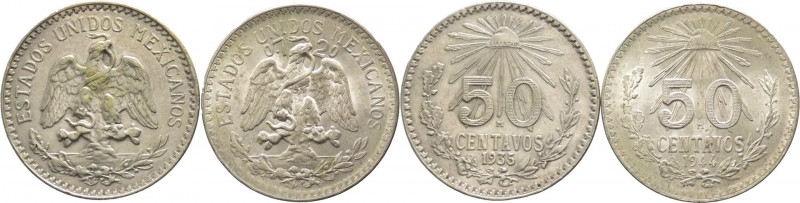 Messico - Stati Uniti del Messico (dal 1905) - lotto di 2 monete da 50 pesos (19...