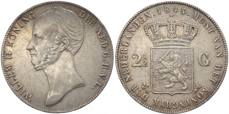 Olanda - Guglielmo II (1840-1849) 2,5 Gulden 1845 - KM# 69 - Ag
mBB 

Spedizi...