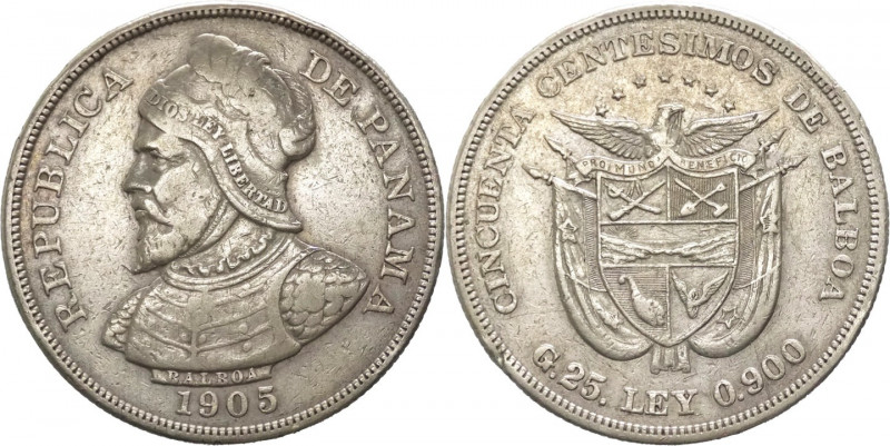 Panama - repubblica (dal 1903) - 50 centesimi di balboa 1905 - KM# 5 - Ag
BB
...