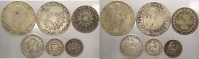 Perù - repubblica (dal 1822) - lotto di 6 monete, anni e tagli vari - notato un 4 reals 1838 del Perù del Sud, zecca di Areqipa - Ag
mediamente BB 
...