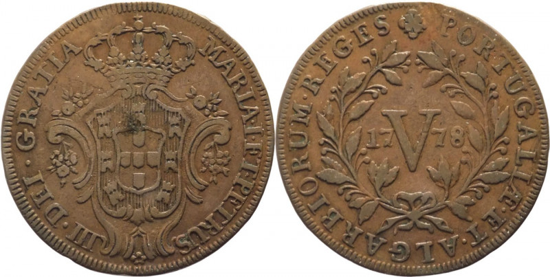 Portogallo - Maria I e Pietro III (1777-1786) - 5 reis 1778 - KM# 261 - Cu
mBB ...