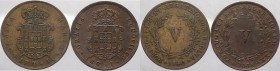 Portogallo - Maria II (1834-1853) e Luigi I (1861-1889) - lotto di 2 monete da 5 reis 1840 e 1875 - Cu
mediamente mBB

Spedizione solo in Italia / ...