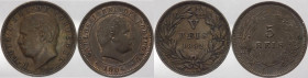 Portogallo - Luigi I (1861-1889) e Carlo I (1889-1908) - lotto di 2 monete da 5 reis 1882 e 1904 - Cu
mediamente mBB

Spedizione solo in Italia / S...