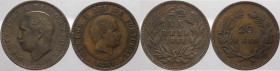 Portogallo - Luigi I (1861-1889) e Carlo I (1889-1908) - lotto di 2 monete da 20 reis 1883 e 1891 - Cu
mediamente mBB

Spedizione solo in Italia / ...