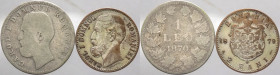 Romania - Carol I, come Domnitor (Signore) di Romania (1866-1881) - lotto di 2 monete da 1 leu e 2 bani 1870 e 1879 - Ag, Cu
mediamente BB

Spedizi...