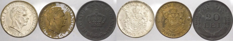 Romania - Mihai I (1927-1930, 1940-1947) - lotto di 3 monete di cui 2 da 2000 le...