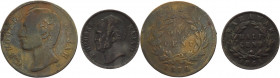 Sarawak (Malesia) - James Brooke (1841-1868) e Charles Brooke (1868-1917) - lotto di 2 monete da mezzo centesimo e un centesimo (1863, 1870) 
mediame...